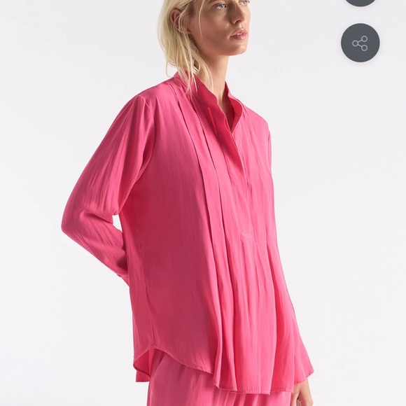 Mela Purdie Mache Duo Pleat Pullover Shirt In Citrine Lightweight Blouse Size  S - Picture 13 of 16